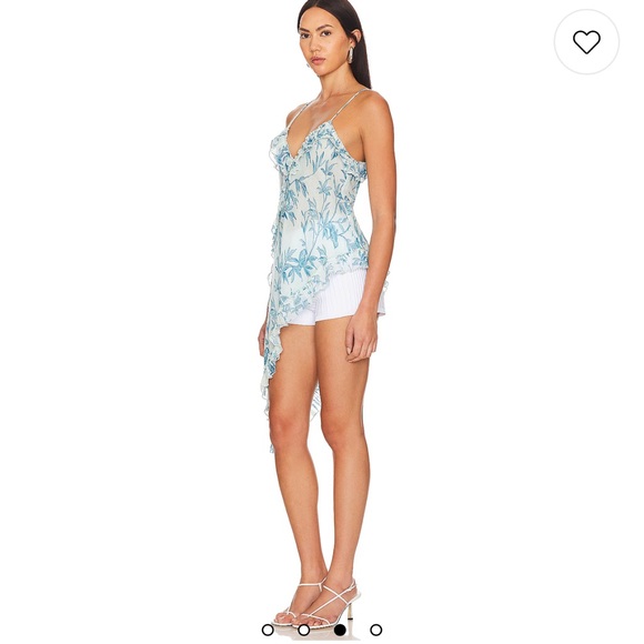 Asymmetrical Blue Floral Dress - Picture 10 of 11